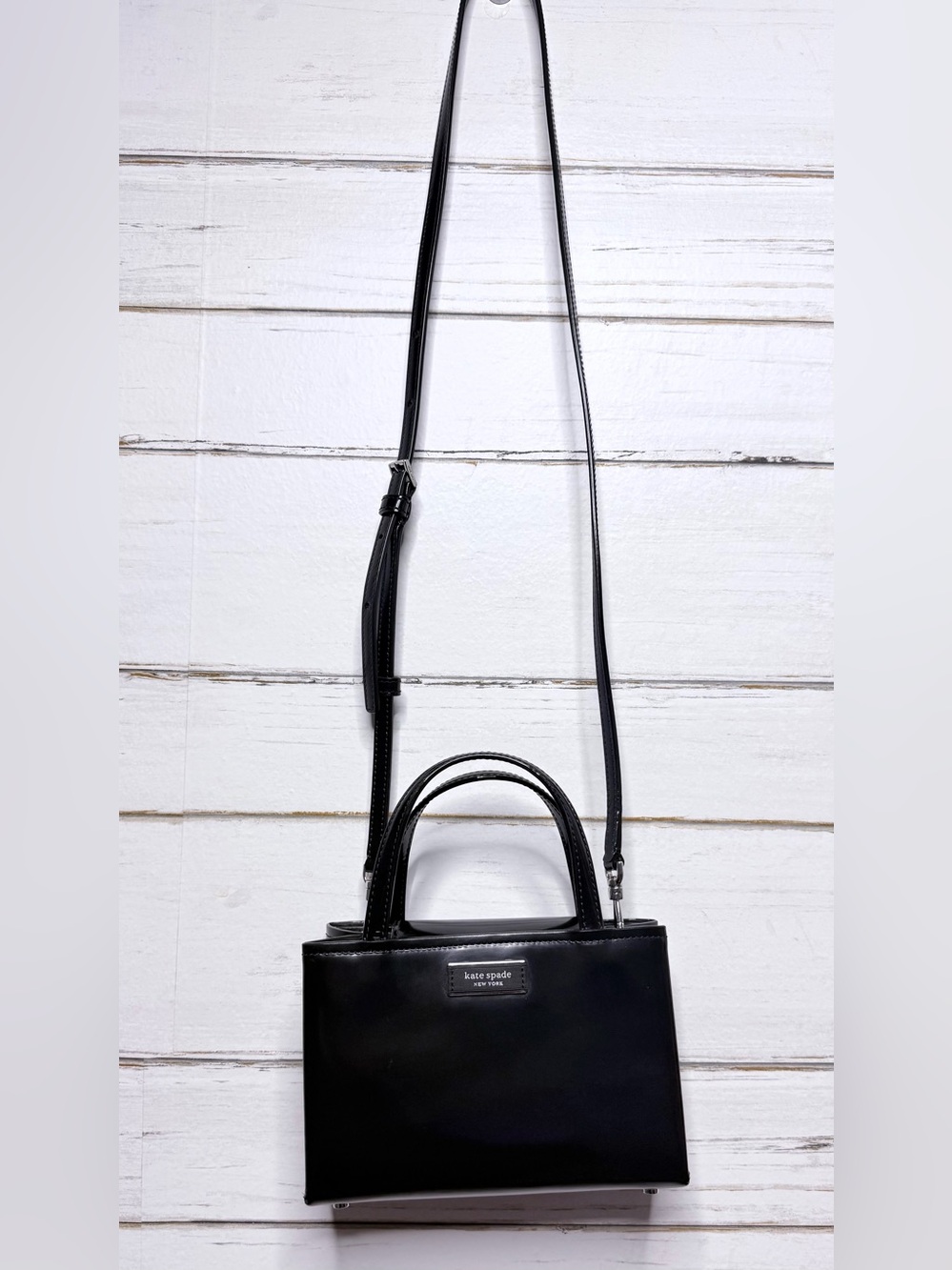 Kate Spade New York Black Patent Leather Mini Satchel Crossbody Bag